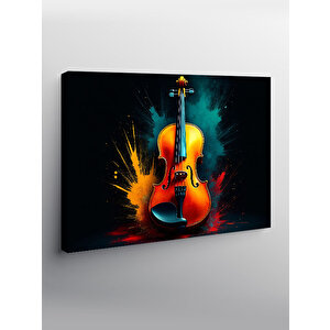 Kanvas Tablo Renkli Keman Çizimi 50x70 cm