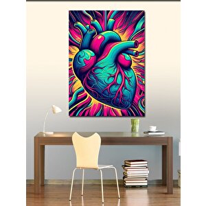 Kanvas Tablo Neon Kalp 70x100 cm