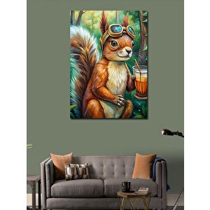 Kanvas Tablo Pilot Gözlüklü Sincap 50x70 cm