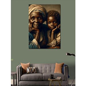 Kanvas Tablo Yaşlı Kadın Ve Çocuk 70x100 cm