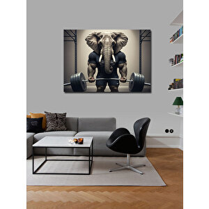 Kanvas Tablo Halter Kaldıran Fil Figürü 50x70 cm
