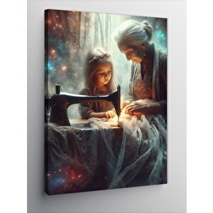 Kanvas Tablo Terzi Kadın Ve Küçük Kız 50x70 cm