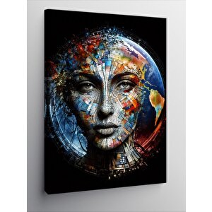Kanvas Tablo Dünya Ve Soyut Kadın 70x100 cm