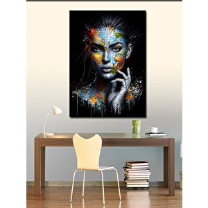Kanvas Tablo Dünya Haritası Ve Kadın 70x100 cm