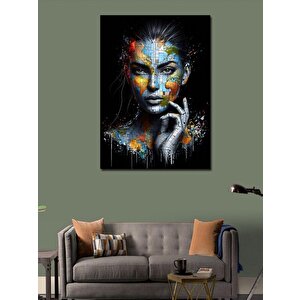 Kanvas Tablo Dünya Haritası Ve Kadın 70x100 cm