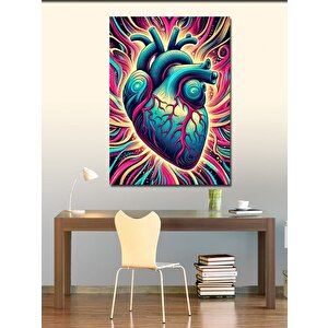 Kanvas Tablo Renkli Kalp 100x140 cm