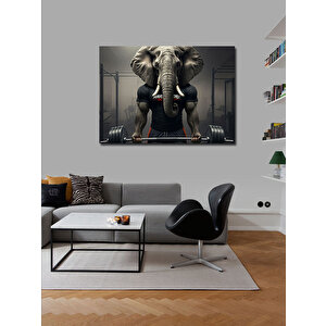 Kanvas Tablo Halter Kaldıran Fil Figürü 70x100 cm