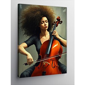 Kanvas Tablo Çello Çalan Kadın 100x140 cm