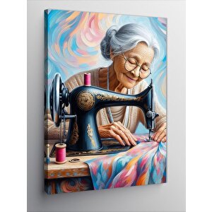 Kanvas Tablo Yaşlı Kadın Terzi 70x100 cm
