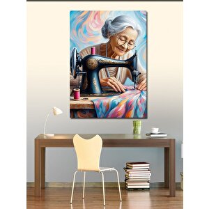 Kanvas Tablo Yaşlı Kadın Terzi 100x140 cm