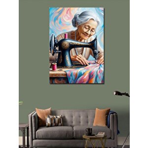 Kanvas Tablo Yaşlı Kadın Terzi 100x140 cm