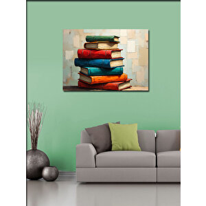 Kanvas Tablo Renkli Kitap Yığını 100x140 cm