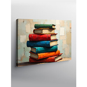 Kanvas Tablo Renkli Kitap Yığını 50x70 cm