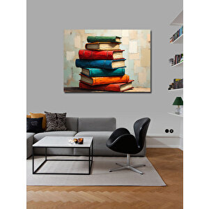 Kanvas Tablo Renkli Kitap Yığını 50x70 cm