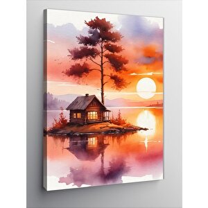 Kanvas Tablo Göl Kenarında Gün Batımı 100x140 cm