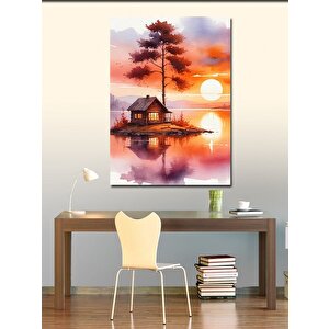 Kanvas Tablo Göl Kenarında Gün Batımı 100x140 cm