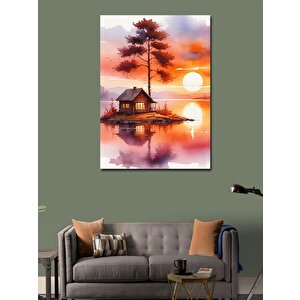 Kanvas Tablo Göl Kenarında Gün Batımı 100x140 cm