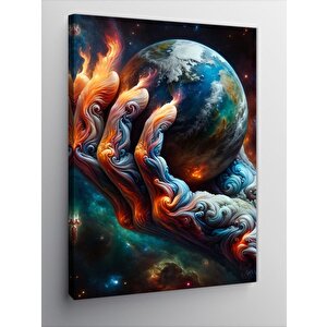 Kanvas Tablo Dünya Ve El 50x70 cm