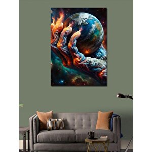 Kanvas Tablo Dünya Ve El 50x70 cm