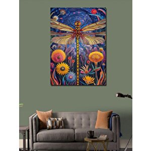 Kanvas Tablo Sarı Duvar Mavi Kapı 100x140 cm