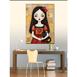 Kanvas Tablo Kırmızı Elbiseli Kız 100x140 cm