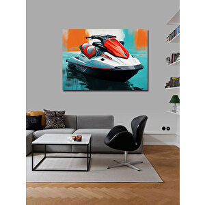 Kanvas Tablo Kırmızı Jet Ski Aksiyonu 100x140 cm