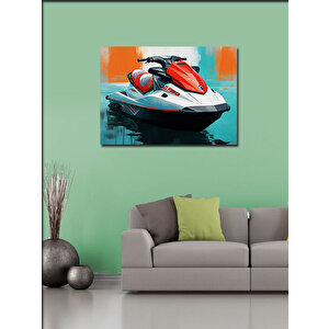 Kanvas Tablo Kırmızı Jet Ski Aksiyonu 100x140 cm