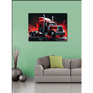 Kanvas Tablo Kırmızı Uzun Yol Tırı 50x70 cm