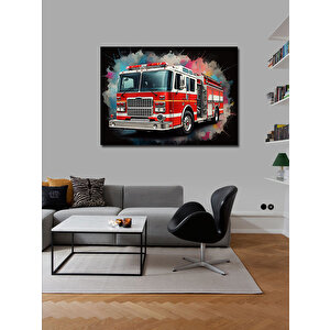Kanvas Tablo Kırmızı İtfaiye Aracı 100x140 cm
