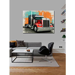 Kanvas Tablo Kırmızı Uzun Yol Tırı 50x70 cm