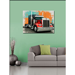 Kanvas Tablo Kırmızı Uzun Yol Tırı 50x70 cm