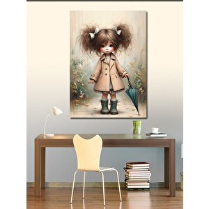 Kanvas Tablo Mavi Şemsiyeli Kız 70x100 cm