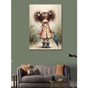 Kanvas Tablo Mavi Şemsiyeli Kız 70x100 cm