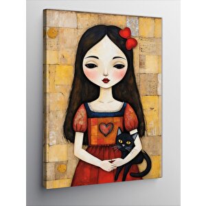 Kanvas Tablo Kırmızı Elbiseli Kız 50x70 cm