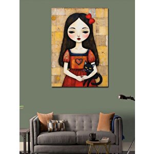 Kanvas Tablo Kırmızı Elbiseli Kız 50x70 cm