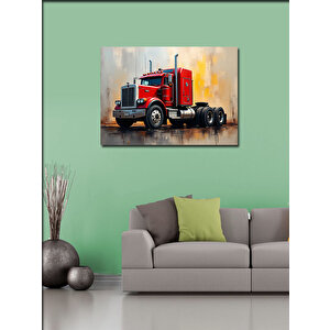Kanvas Tablo Kırmızı Uzun Yol Tırı 50x70 cm