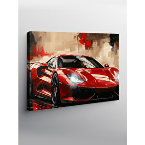 Kanvas Tablo Kırmızı Ferrari Çizimi 50x70 cm