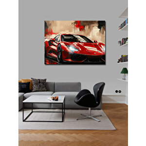 Kanvas Tablo Kırmızı Ferrari Çizimi 50x70 cm