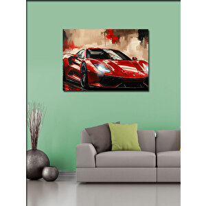 Kanvas Tablo Kırmızı Ferrari Çizimi 50x70 cm