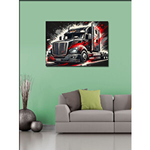 Kanvas Tablo Kırmızı Modern Tır Çizimi 50x70 cm
