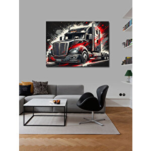 Kanvas Tablo Kırmızı Modern Tır Çizimi 100x140 cm