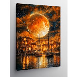 Kanvas Tablo Kırmızı Dolunay 100x140 cm