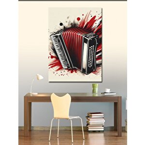 Kanvas Tablo Kırmızı Akordeon 100x140 cm