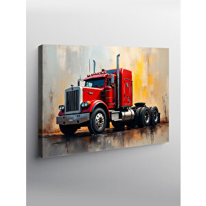 Kanvas Tablo Kırmızı Uzun Yol Tırı 70x100 cm