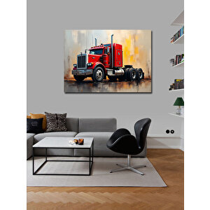 Kanvas Tablo Kırmızı Uzun Yol Tırı 70x100 cm