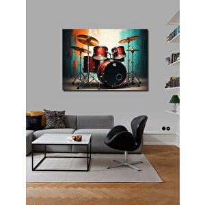 Kanvas Tablo Kırmızı Davul Seti 50x70 cm