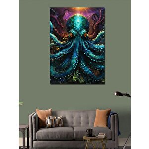 Kanvas Tablo Sinirli Mavi Ahtapot 70x100 cm
