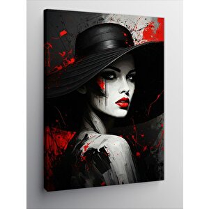 Kanvas Tablo Kırmızı Rujlu Kadın 50x70 cm