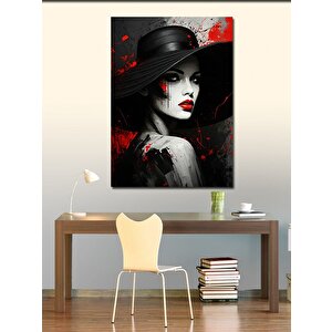 Kanvas Tablo Kırmızı Rujlu Kadın 50x70 cm