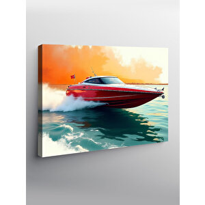 Kanvas Tablo Kırmızı Sürat Teknesi 70x100 cm